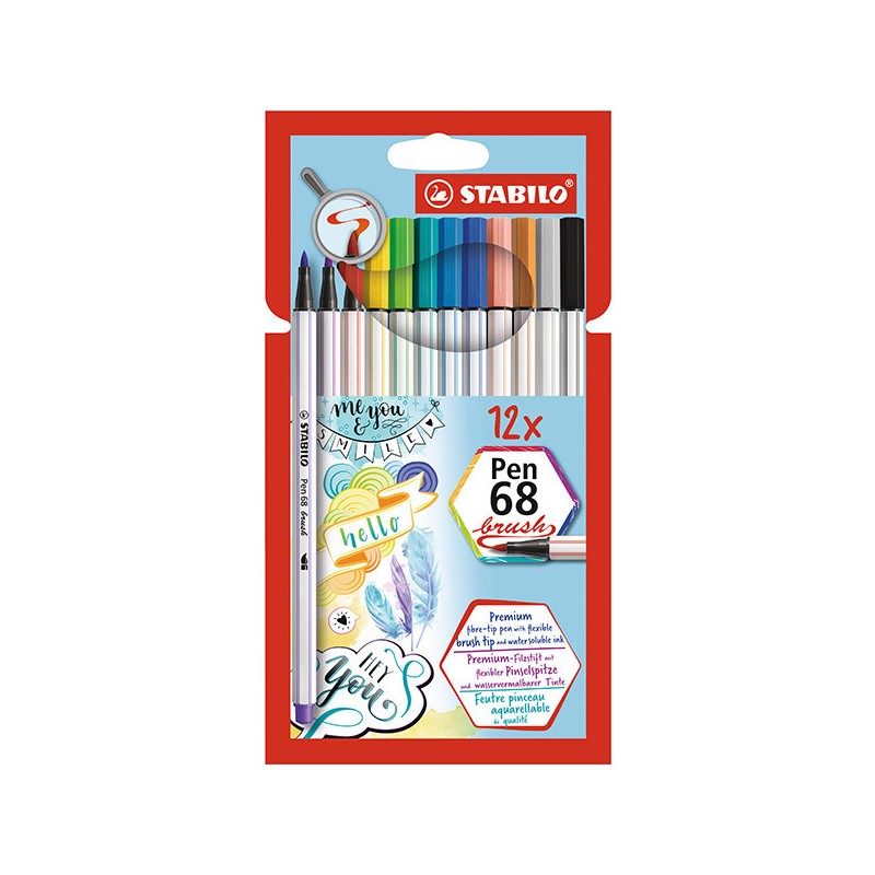 marcadores fibra stabilo 68 x12 brush carton marcadores fibra stabilo 68 x12 brush carton