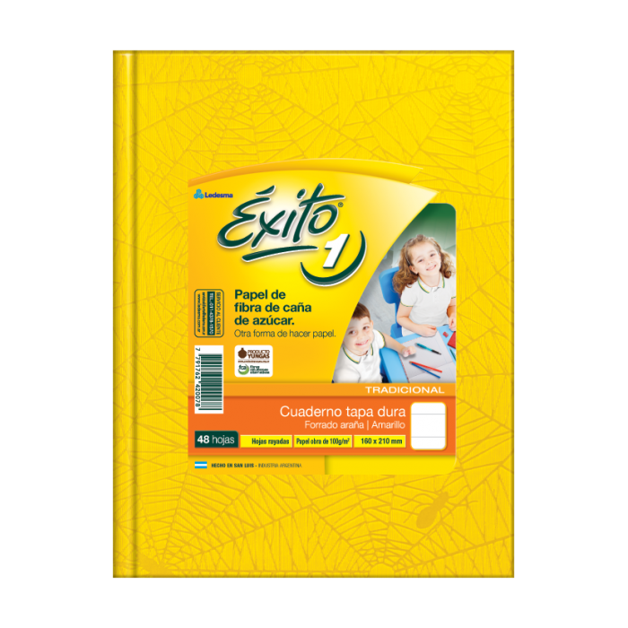 Cuaderno exito tapa dura  16x21 48hjs amarillo rayado