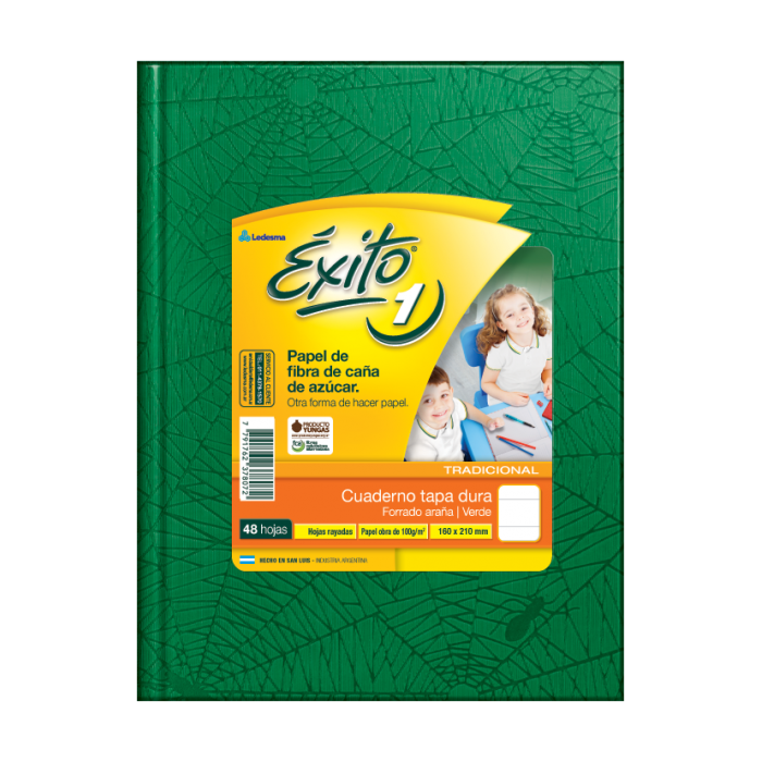 Cuaderno exito tapa dura  16x21 48hjs verde rayado