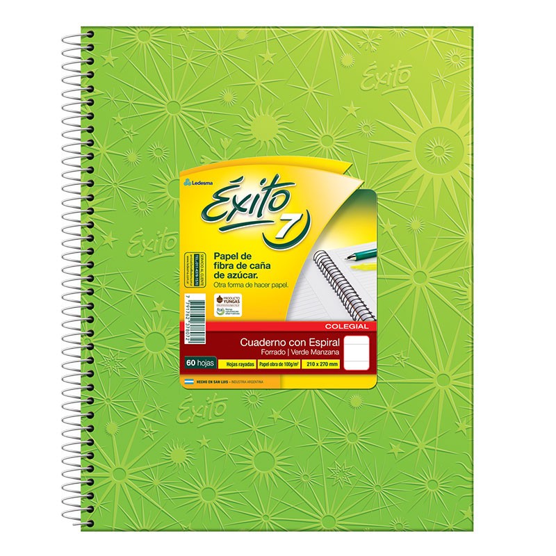 Cuaderno exito 7 21x27 x60 hojas verde manz Cuaderno exito 7 21x27 x60 hojas verde manz