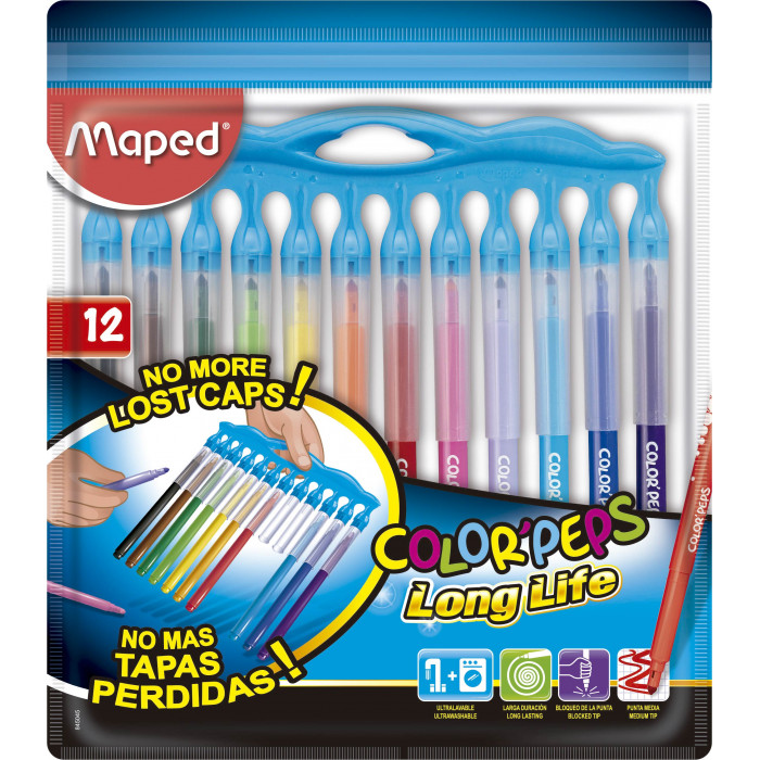 Marcadores escolar maped colorpeps long life x12