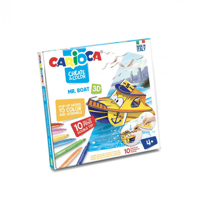 Marcadores escolar carioca creat&color barco 3d