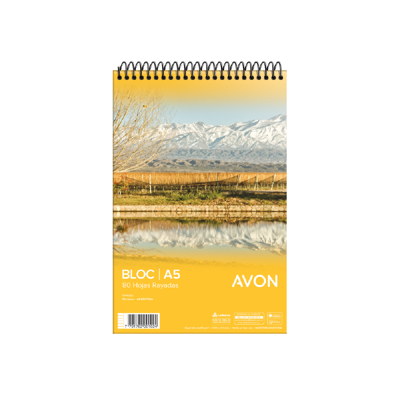 Block avon a5 espiral rayado x80 hojas Block avon a5 espiral rayado x80 hojas