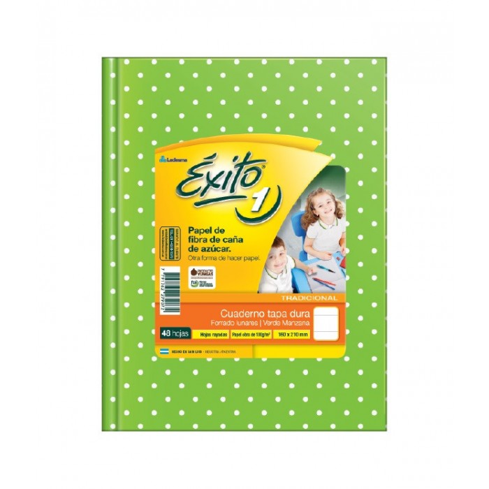 Cuaderno exito tapa dura  16x21 48hjs. verde manzana lu