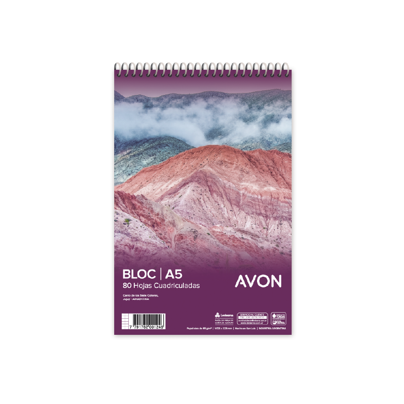 Block avon a5 espiral cuadric. x80 hojas Block avon a5 espiral cuadric. x80 hojas