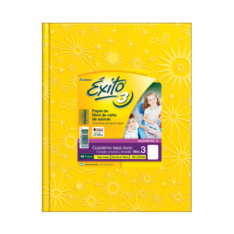 Cuaderno exito tapa dura no.3 48hs. amarillo Cuaderno exito tapa dura no.3 48hs. amarillo