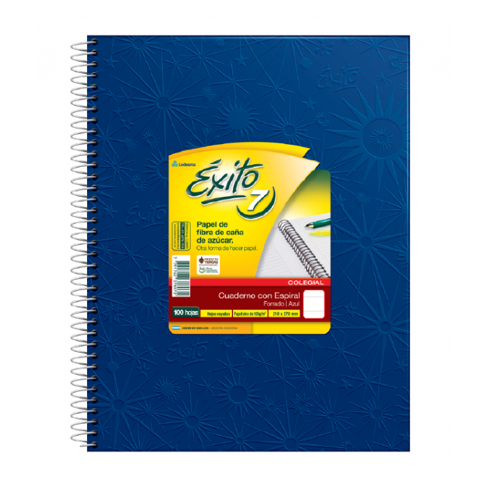 Cuaderno exito 7  21x27 x100 hojas azul