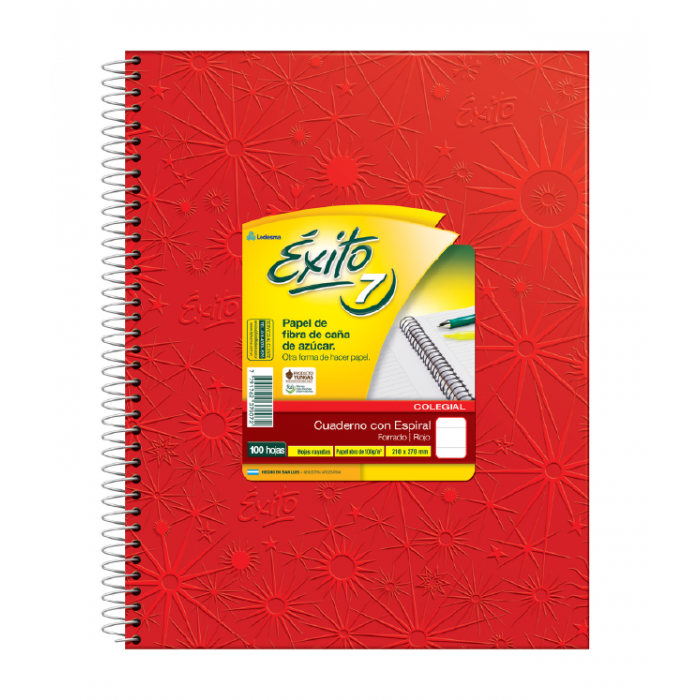 Cuaderno exito 7  21x27 x100 hojas rojo