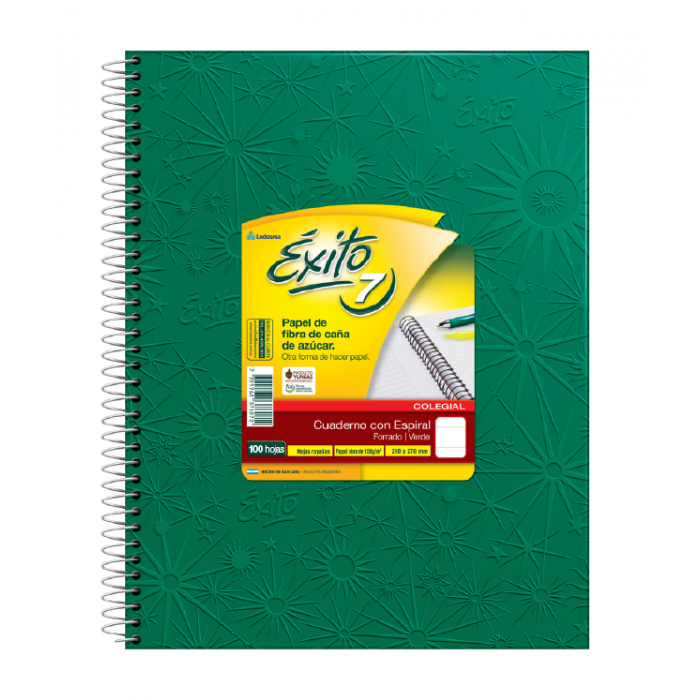 Cuaderno exito 7  21x27 x100 hojas verde