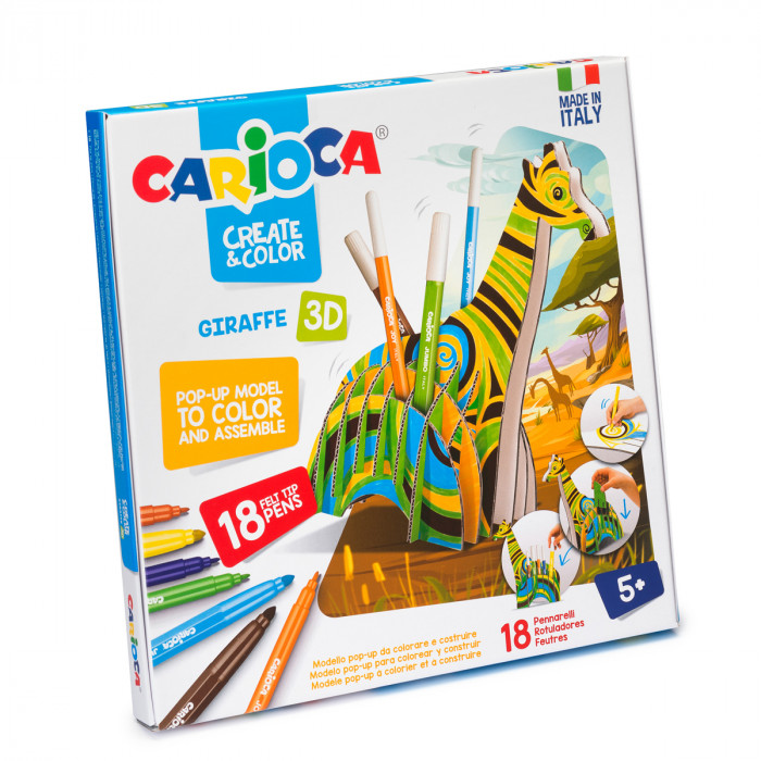 marcadores escolar carioca creat&color jirafa 3d
