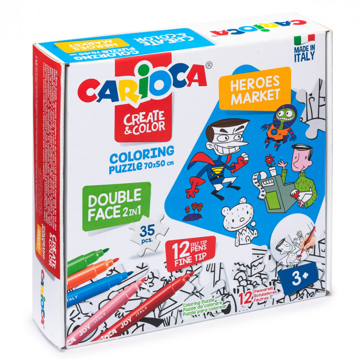 puzzle carioca para pintar heroes+12marcadores