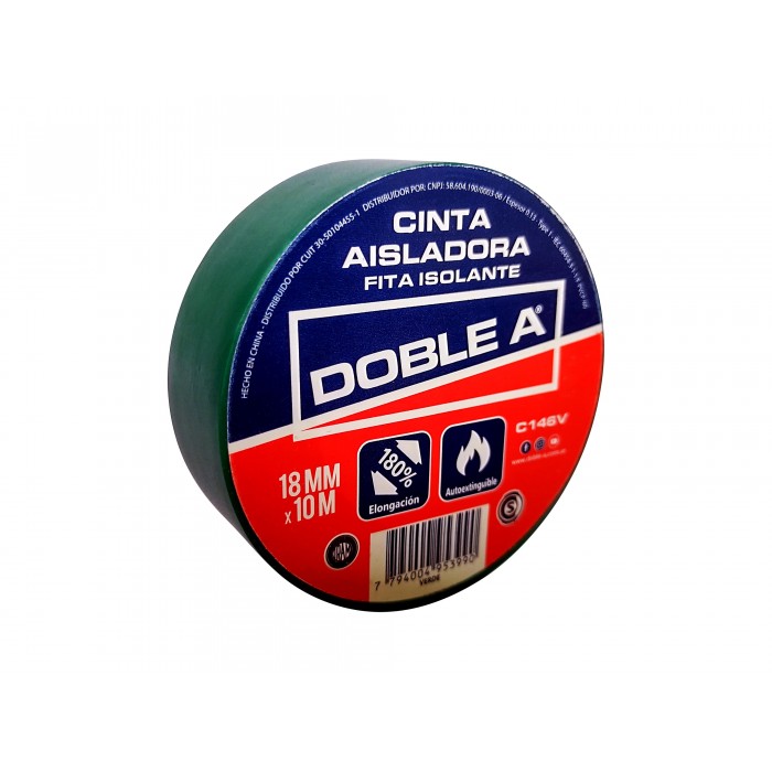 Cinta adhesivo doble a aisladora 18x10 verde