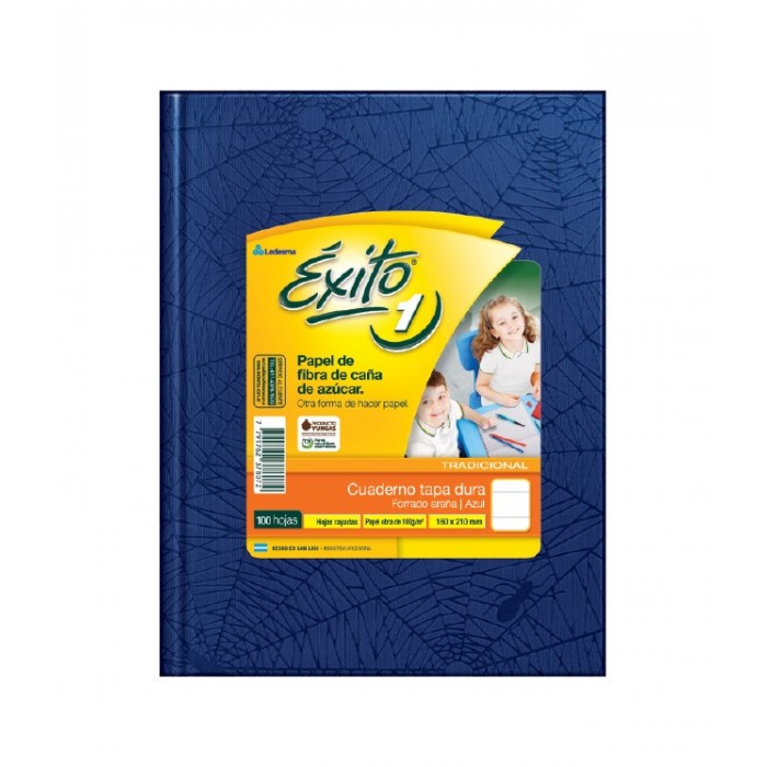 Cuaderno exito tapa dura  16x21 100hjs.azul rayado