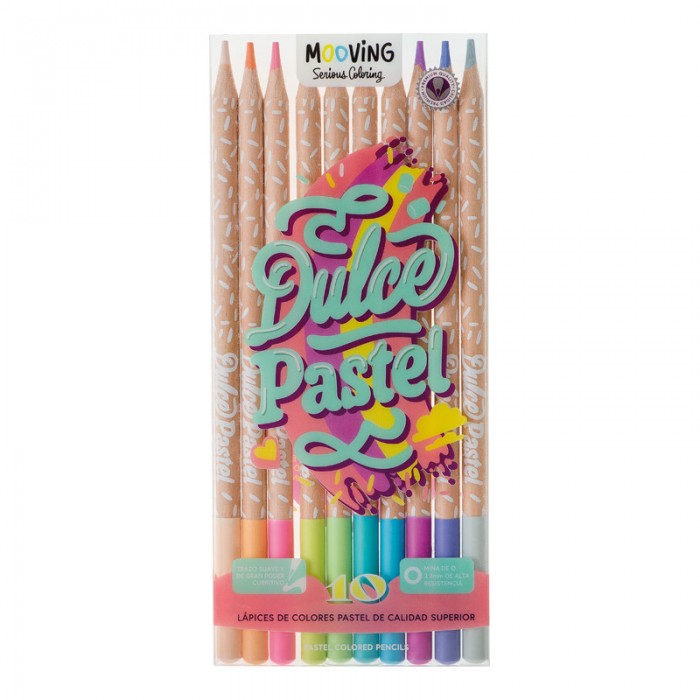 Lapices color mooving x10 dulce pastel