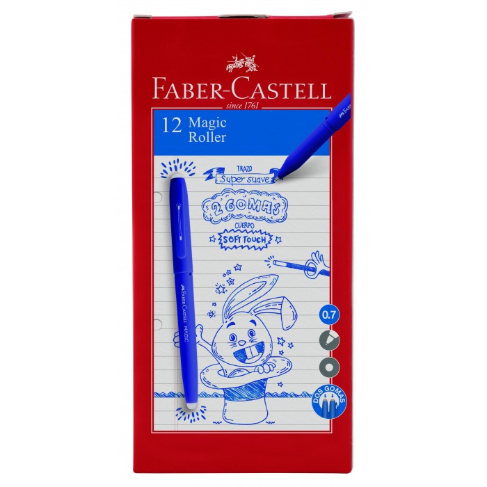 Marcadores roller faber magic azul x12