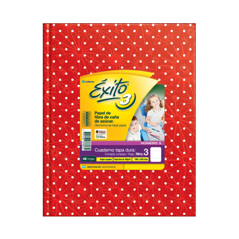 Cuaderno exito tapa dura no.3 48hs. rojo lunares Cuaderno exito tapa dura no.3 48hs. rojo lunares
