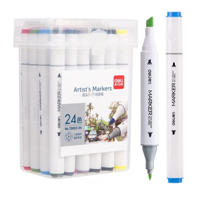 Marcadores fibra artist markers doble puntax24