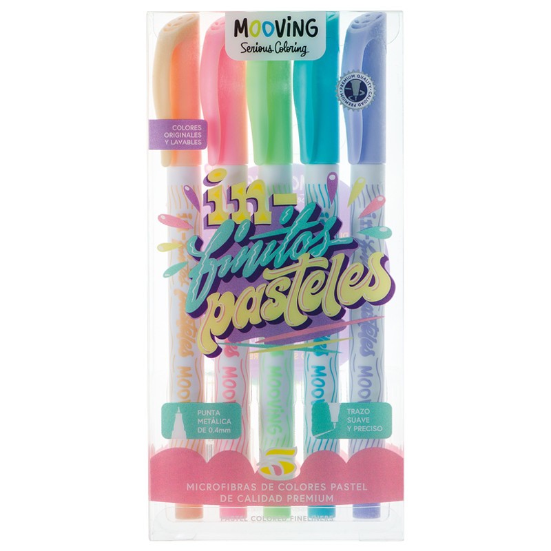 Marcadores fibra mooving x 5 pastel 0.4mm Marcadores fibra mooving x 5 pastel 0.4mm