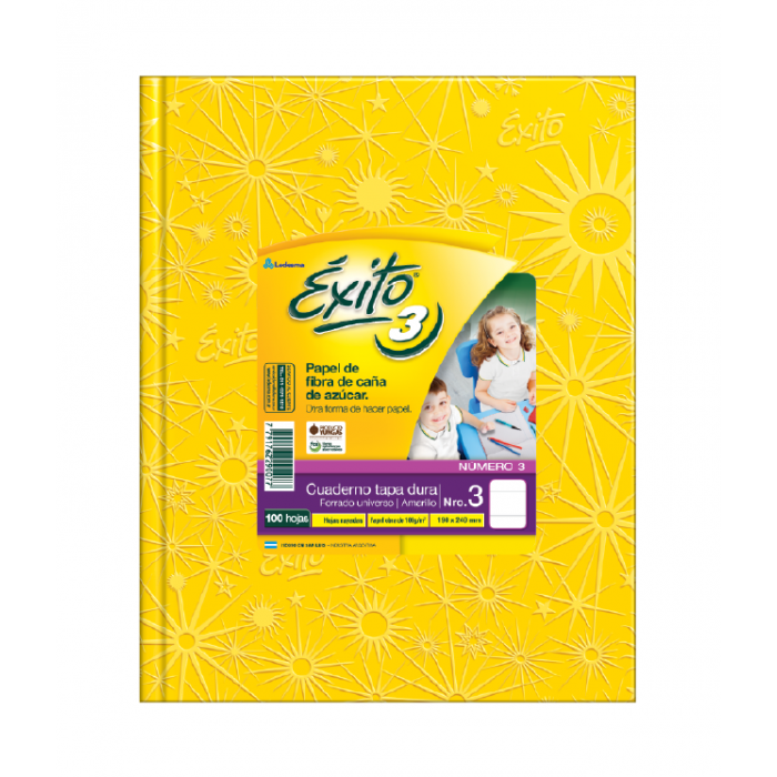 Cuaderno exito tapa dura  no.3 100hs. amarillo