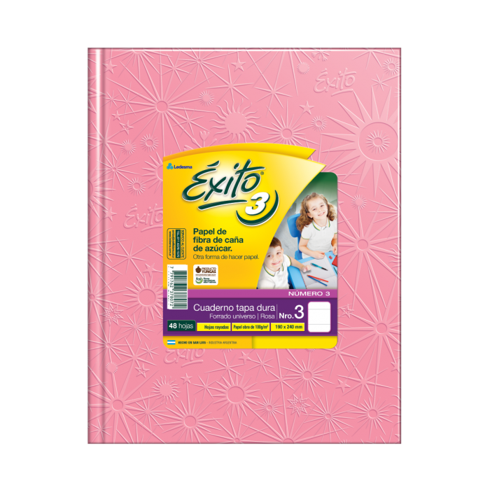 cuaderno exito tapa dura  no.3  48hs. rosa