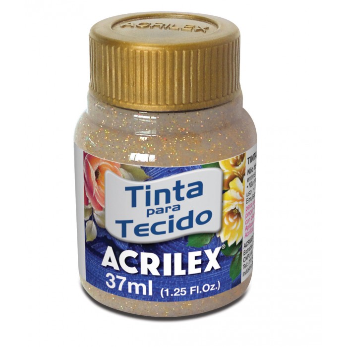 pintura para tela acrilex glitter 201 oro x37ml