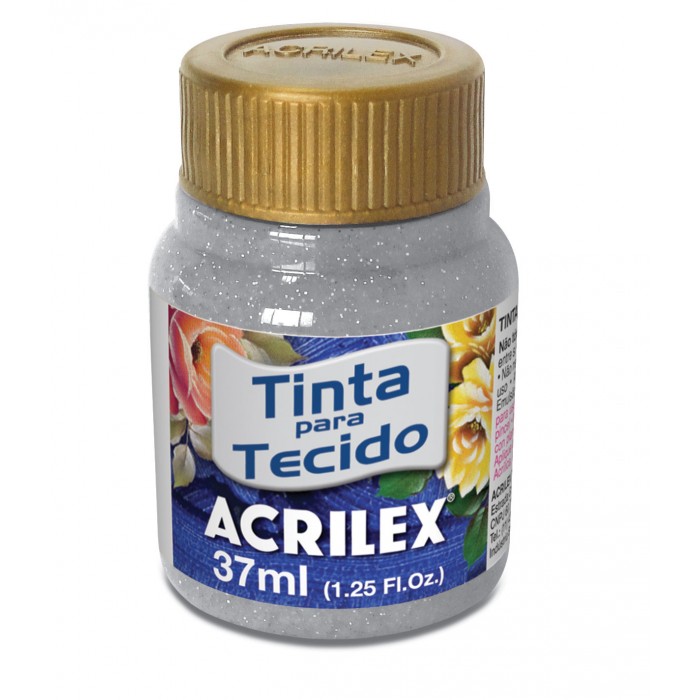 pintura para tela acrilex glitter 202 plata x37ml