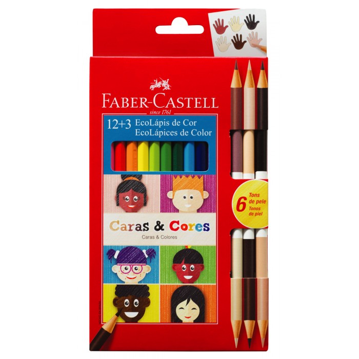 Lapices color faber ecox 12 +3 piel