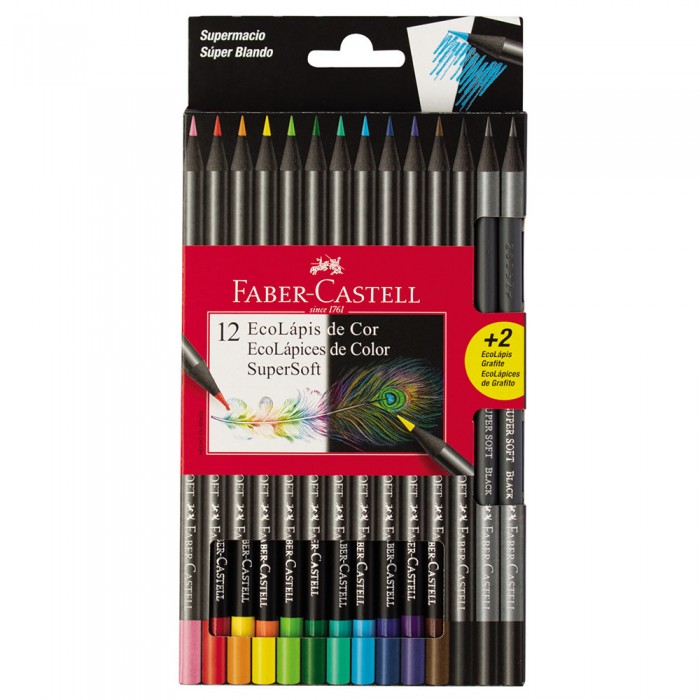 Lapices color faber ecox 12 soft negro