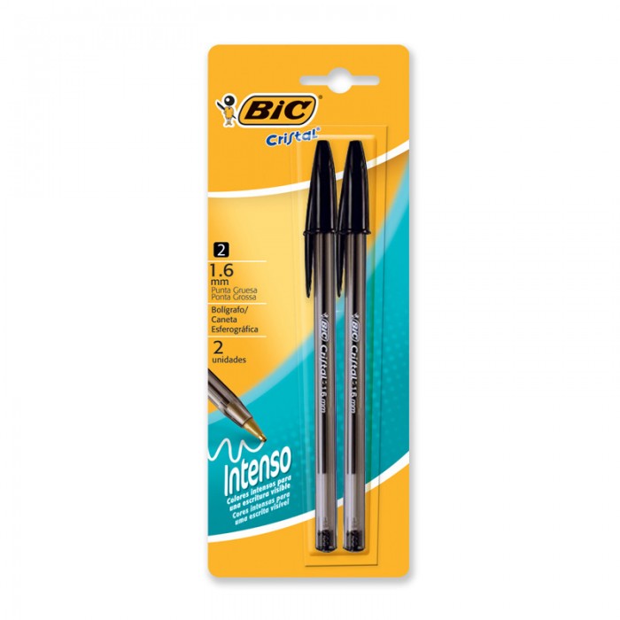 Boligrafo bic cristal x 2 ne.intenso 1.6mm.