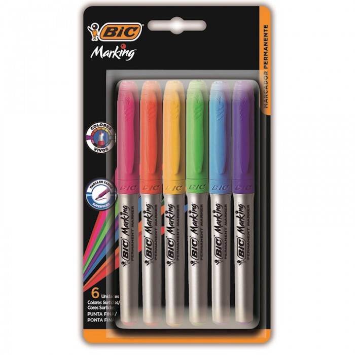 Marcadores fibra bic marking x 6