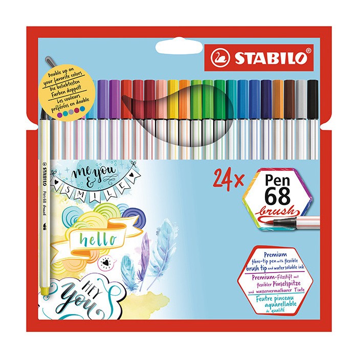 Marcadores fibra stabilo 68 x24 brush carton