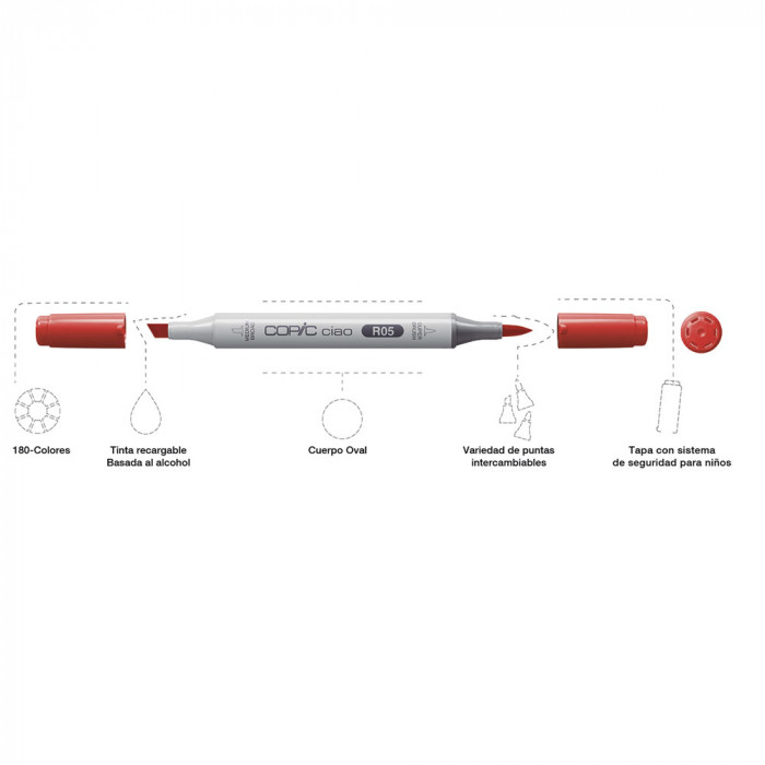 Marcadores fibra copic ciao  r29 lipstick red