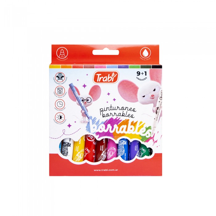 MARCADORES ESCOLAR TRABI BORRABLES x9+1