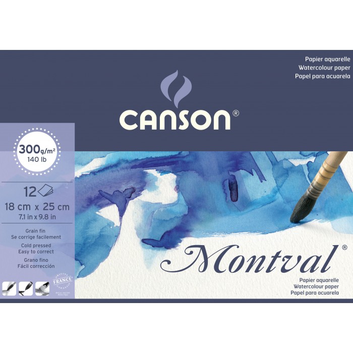 Block canson montval 18x25 gf 300g.12hjs