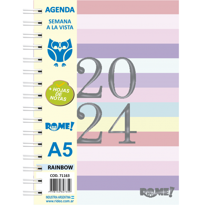 AGENDA ROME A5 CARTONE ESPIRAL SEMANAL SHAPE