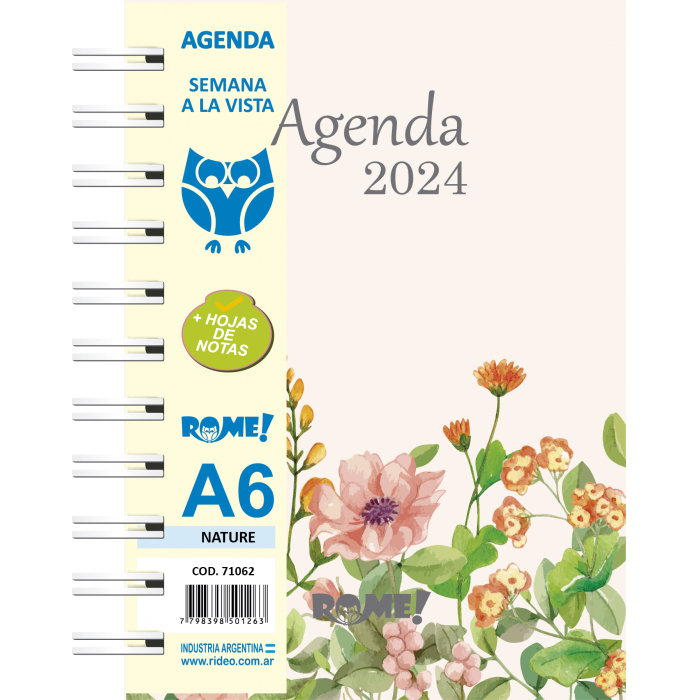 AGENDA ROME A6 CARTONE ESPIRAL SEMANAL 2026