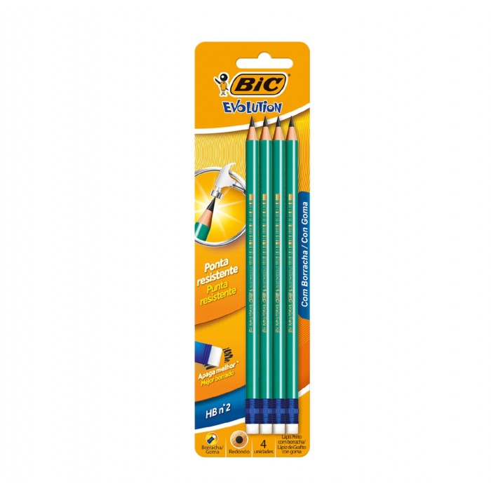 lapiz bic negro x 4 evolution con goma