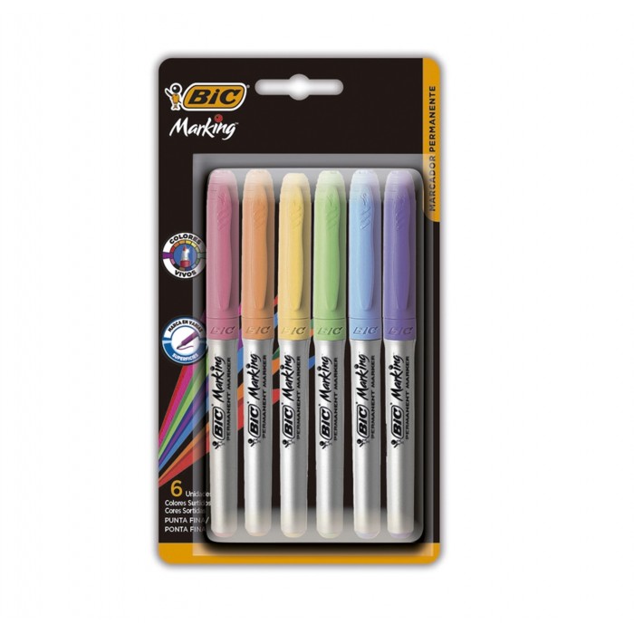 MARCADORES FIBRA BIC MARKING x 6 PASTEL