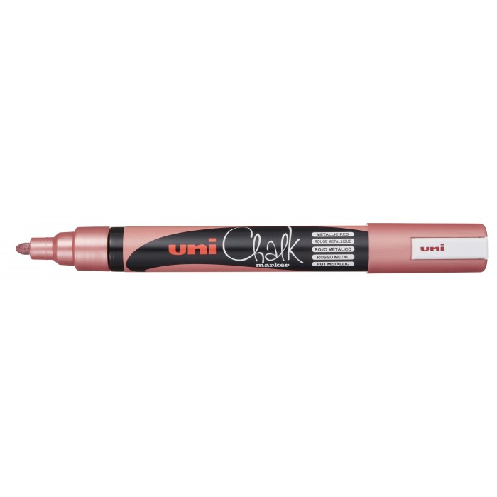 Marcadores fibra uni chalk pwe5m metalica rojo