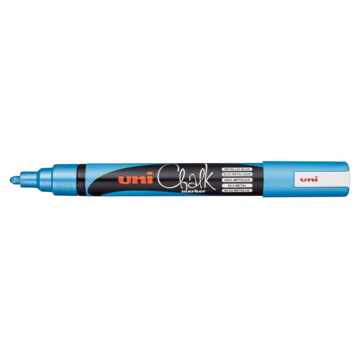 Marcadores fibra uni chalk pwe5m metalica azul