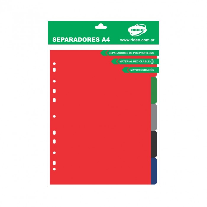 Separadores a4 rideo polipropileno  clasico 5 posicione
