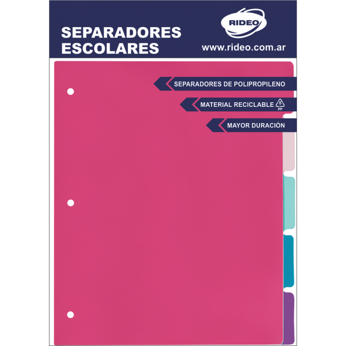 Separadores no.3 rideo polipropileno pastel 5 posiciones