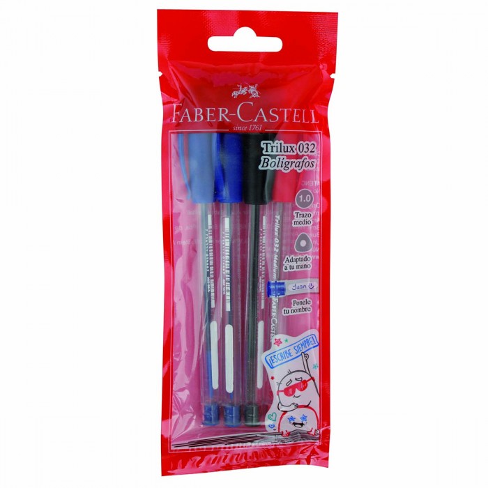 Boligrafo faber castell  trilux 032 x4 2az/1ne/1r