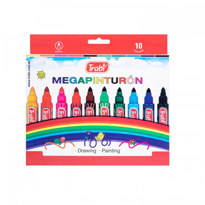 MARCADORES ESCOLAR TRABI MEGA PINTURON x10