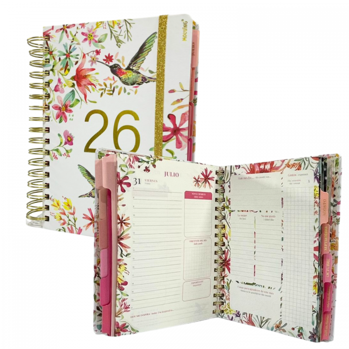 AGENDA MOOVING 16x22 ESPIRAL DIARIA FLORAL