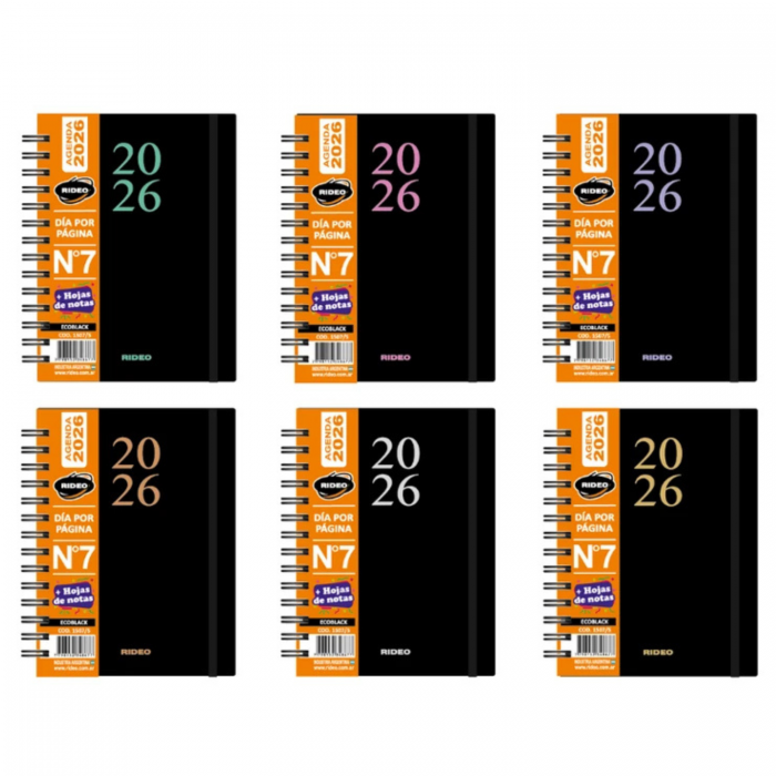 AGENDA RIDEO No.7 DIARIA PVC ESPIRAL ECOBLAC