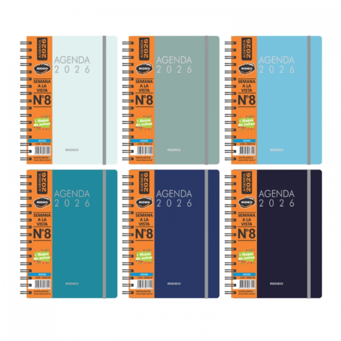 AGENDA RIDEO No.8 SEMANAL PVC ESPIRAL OCEAN