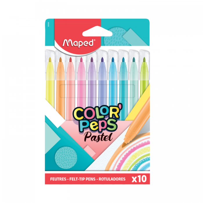 MARCADORES ESCOLAR MAPED PASTEL x10