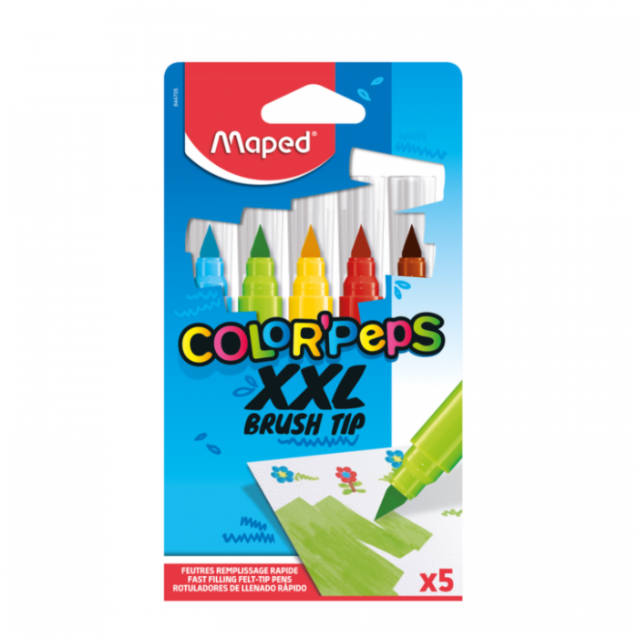 MARCADORES ESCOLAR MAPED COLORPEPS JUMBO BRUSH x5