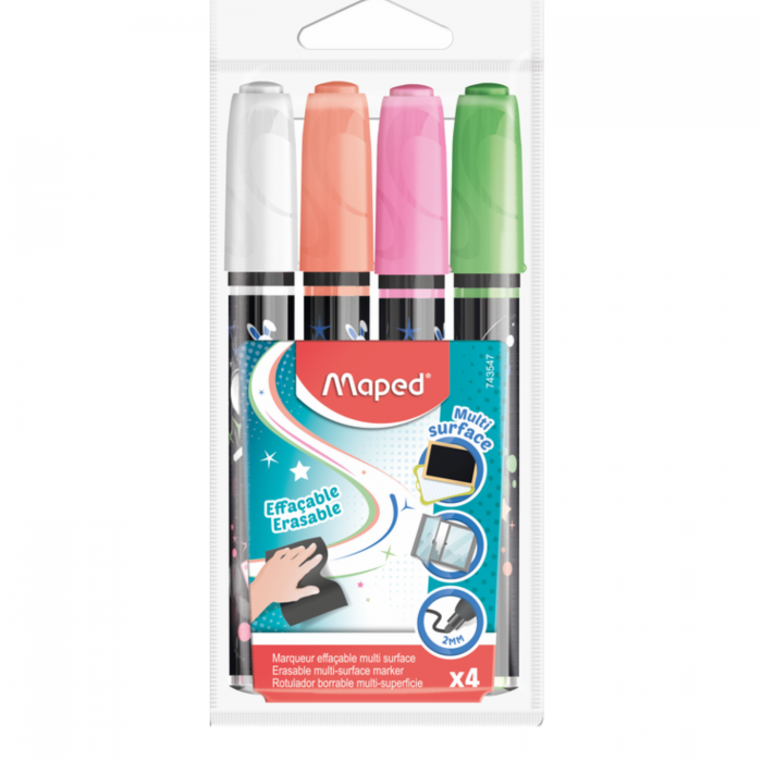 MARCADORES ESCOLAR MAPED PINTURA BORRABLE x4